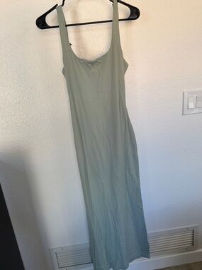 Scoop Neck Maxi Slip Dress in Sage Green